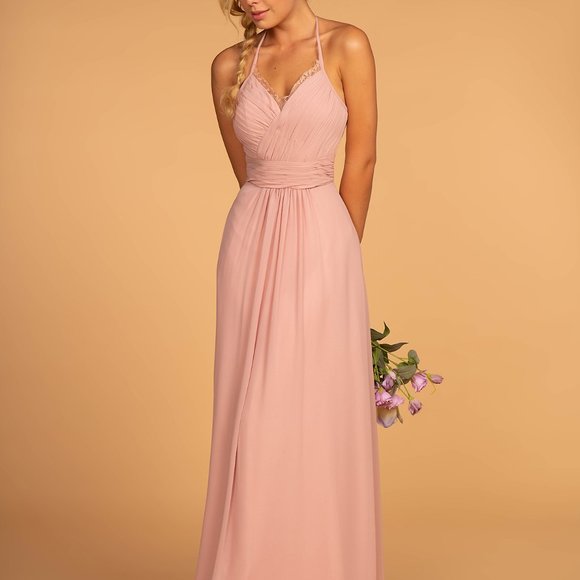 Halter Neck Chiffon Long Dress GSGL2606 - Picture 1 of 5